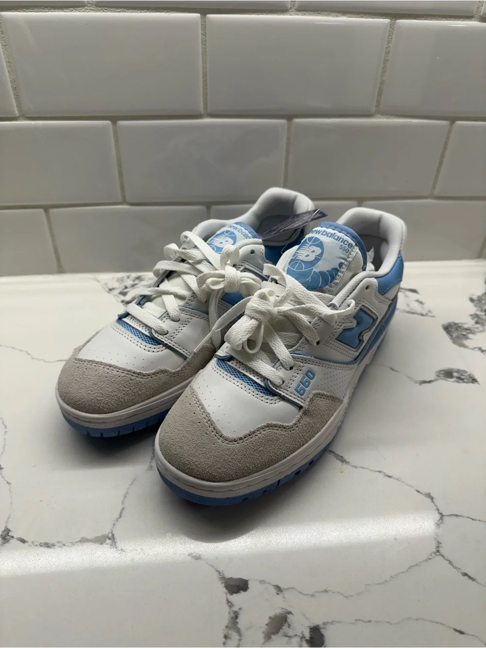 New Balance 550 White Blue Haze Sneakers Women’s 8.5 Men’s 7 BB550LSB UNC Retro